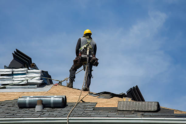 Professional Roofing technician working in Harris, NY
